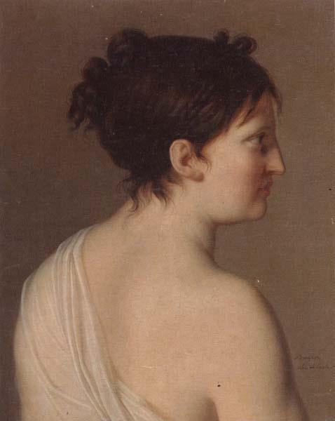 Elise Bruyere Study of a young woman,half-length,in profile,wearing a white robe oil painting picture